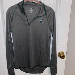 Michigan State grey with green stitching quarter zip.